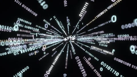 Binary digital high-speed shuttle tunnel animation Видео 341348767