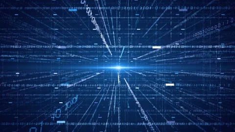 Binary digital information flow grid shuttle background Stock Footage 336078315