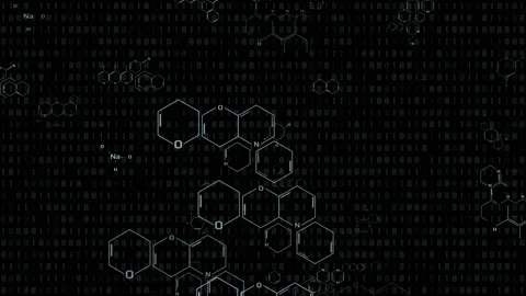 Binary Digital Number Random Running with Chromosome Sign Cellulars Stock Footage 148365263