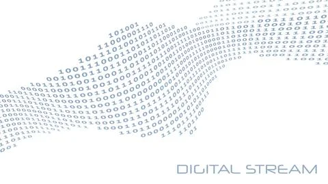 Binary digital stream of ones and zeros. Vector graphics Stockillustratie