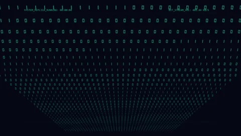 Binary digits 1 and 0 digital data stream with cyber security interface HUD 스톡 동영상 345659469