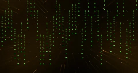Binary digits appearing at top then streaming into radial streaks, showing data Stock Footage 329433660