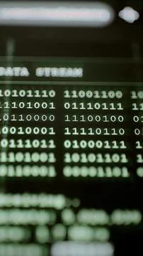 Binary digits beneath data stream heading Stock Photos