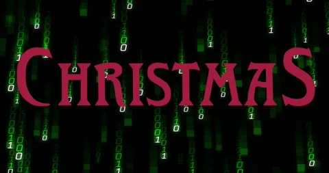 Binary digits cascading initiating red letters sliding to spell CHRISTMAS Stock Footage 319343005