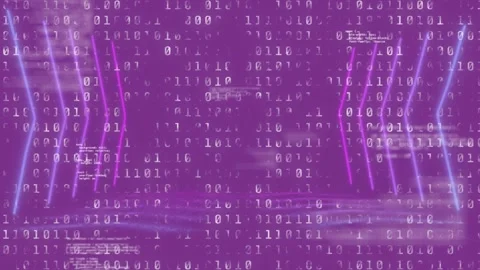 Binary digits cascading sparking neon arrows pulsing shifting inward outward Stock Footage 317128572