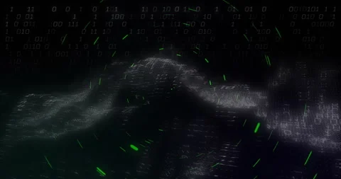 Binary digits floating in space initiating colored arcs swirling evolving Stock Footage 313553290