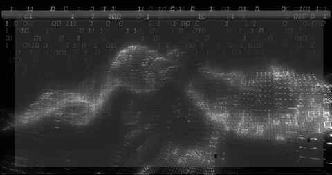 Binary digits initiating terrain forming and pulsing into wave for visualizing Video stock 319800860