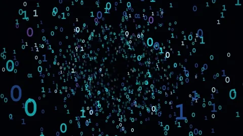 Binary digits moving in a dynamic 3D digital tunnel representing data flow, Stock Footage 346705001