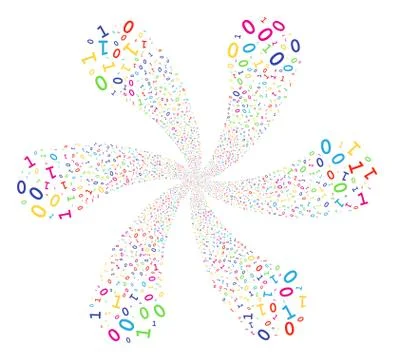 Binary Digits Rotation Flower Cluster Stock Illustration