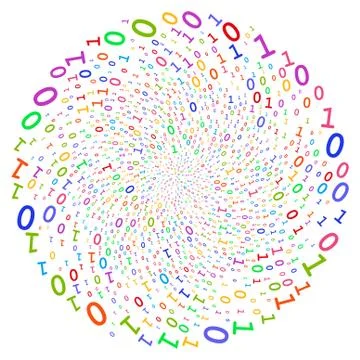 Binary Digits Spiral Explosion Illustrazione stock