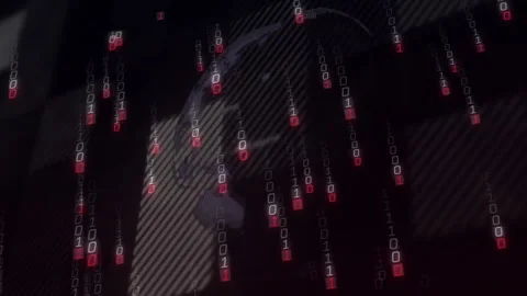 Binary digits streaming down initiating globe emergence and rotating visualizing Stock Footage 310971443