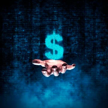 Binary dollar hand Ilustração Stock