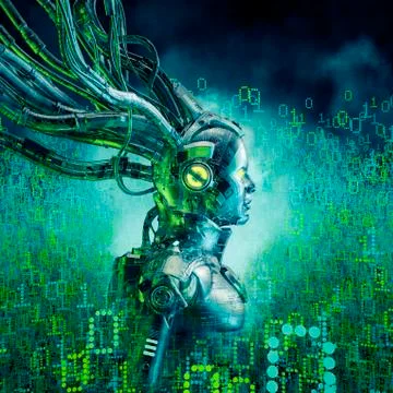 Binary dreamer girl Stock Illustration