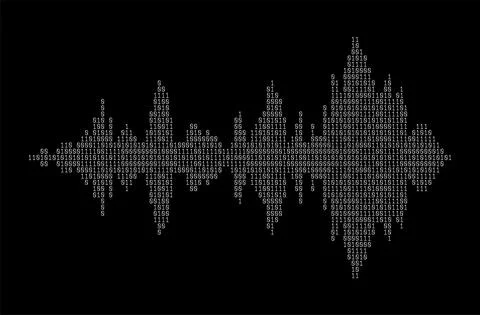 Binary equalizer. Sound wave made of ones and zeros. Music and voice sound waves Stock Illustration