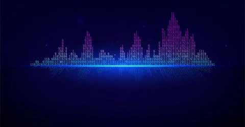 Binary equalizer. Sound wave made of ones and zeros. Music and voice sound waves Stock Illustration