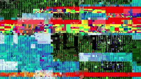 Binary error 404 animation with glitch code and digital failure Stock Footage 321417687