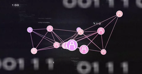 Binary fading triggers nodes shifting, central node enlarging, drawing nodes 스톡 동영상 317407541