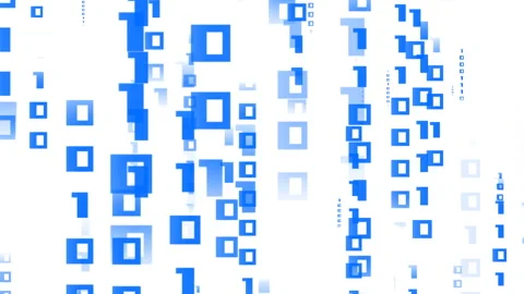Binary fall white computer background, blue symbols of digital bytes Video stock 280765846