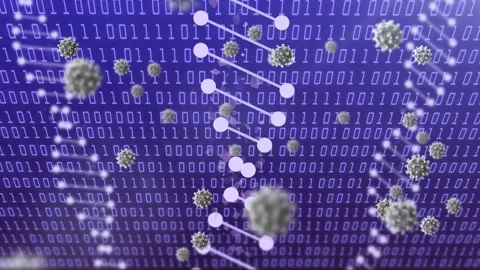 Binary field starting central ladder forming as glowing helices and spheres Stock Footage 335739751