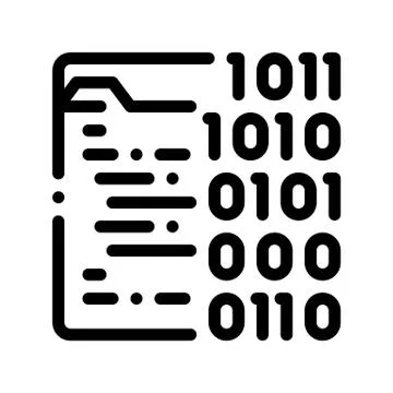 Binary File Coding System Vector Thin Line Icon Stock Illustration