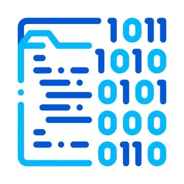 Binary File Coding System Vector Thin Line Icon Stock Illustration