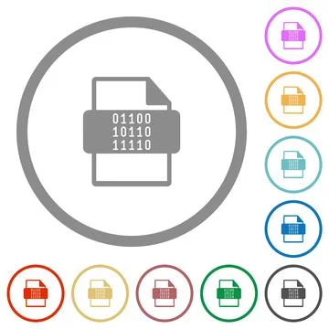 Binary file type flat icons with outlines Stock Illustration