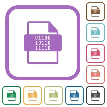 Binary file type simple icons Illustrazione stock
