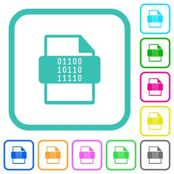 Binary file type vivid colored flat icons 스톡 일러스트