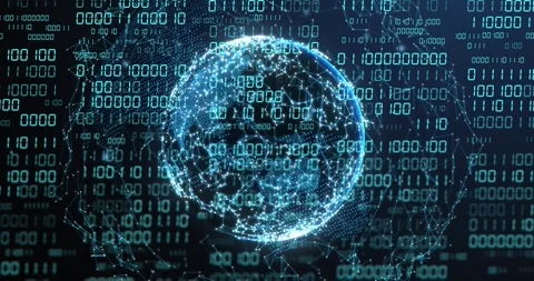 Binary flicker starting glowing wireframe globe lighting nodes pulsing rotating Vídeos de archivo 328417568