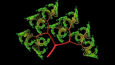 Binary fractal tree growing. 3d animation Stock Footage 95549574