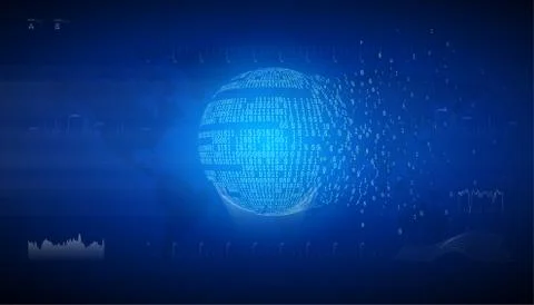 Binary globe sphere. Connection information data exchange. Technology planet Stock Illustration