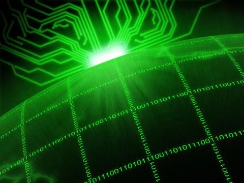 Binary globe sunrise Stockillustratie