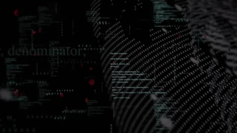 Binary grid sweeping from right, forming curved dot-mesh and visualizing tech Stock Footage 332404769