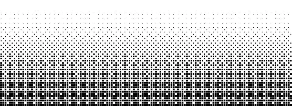 Binary halftone texture background. Square dot faded gradation wallpaper. Black Illustrazione stock