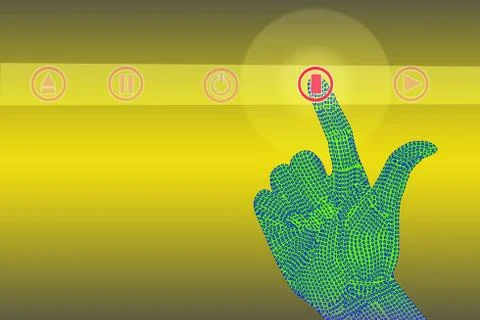 Binary hand click Stop. Illustrazione stock