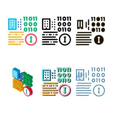 Binary information icon vector outline stylized 库存插图