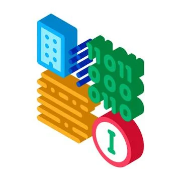 Binary information isometric icon vector illustration Stock Illustration
