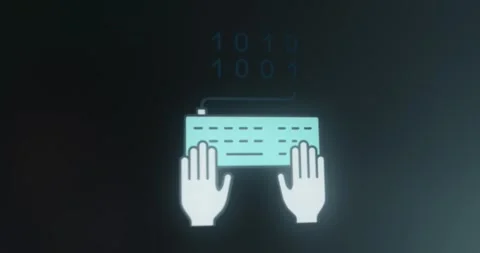 Binary input through a keyboard, physical input translates into binary code Stock Footage 313494063