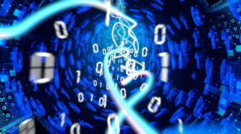 Binary internet tunnel. HD1080p, seamless loop. Stock Footage 367513