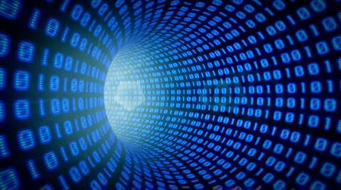 Binary internet tunnel - v1 blue. Seamless loop. HD720p. 스톡 동영상 371534