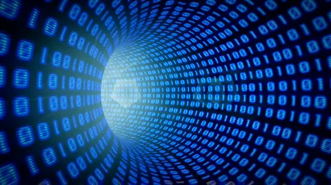 Binary internet tunnel - v1 blue. Seamless loop. HD1080p. Stock Footage 371561