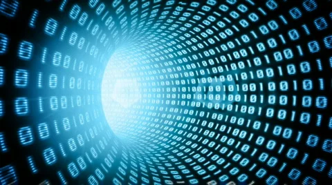 Binary internet tunnel - v1 cyan. Seamless loop. HD720p. Stock Footage 399486
