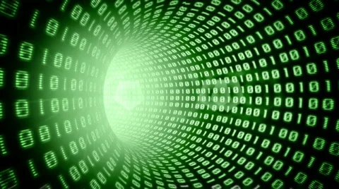 Binary internet tunnel - v1 green. Seamless loop. HD720p. Stock Footage 399505