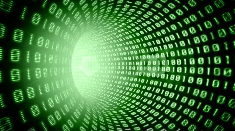 Binary internet tunnel - v1 green. Seamless loop. HD1080p. Stock Footage 399822