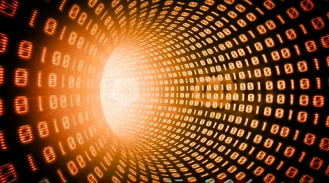 Binary internet tunnel - v1 orange. Seamless loop. HD720p. Stock Footage 399522