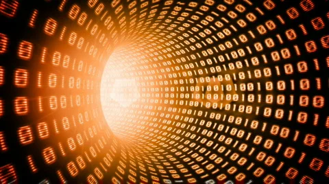 Binary internet tunnel - v1 orange. Seamless loop. HD1080p. Stock Footage 399873