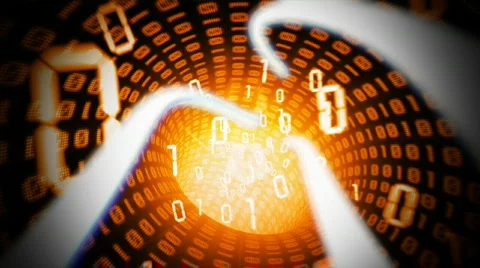 Binary internet tunnel - v2 orange. Seamless loop. HD720p. 스톡 동영상 399400