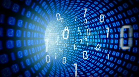 Binary internet tunnel - v4 blue. Seamless loop. HD1080p. Stock Footage 399637