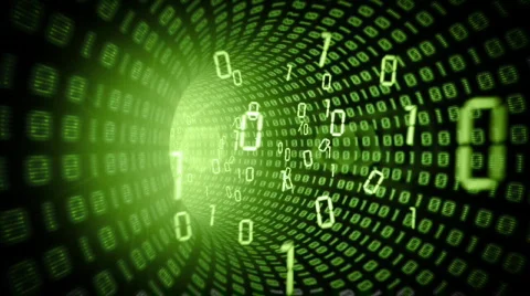 Binary internet tunnel - v4 green. Seamless loop. HD720p. Stock Footage 399432