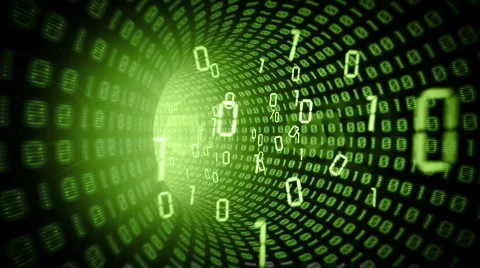 Binary internet tunnel - v4 green. Seamless loop. HD1080p. Stock Footage 399660
